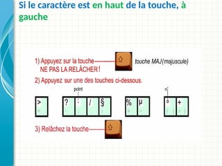 Si le caractère est en haut de la touche, à
gauche
 