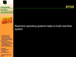 RTOS   Real-time operating systems helps to build real-time system.  