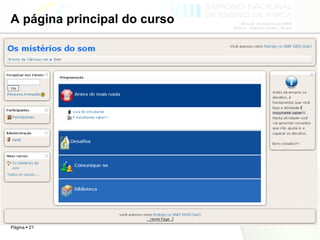 A página principal do curso 