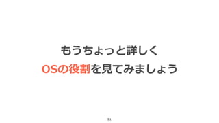 51
もうちょっと詳しく
OSの役割を見てみましょう
 