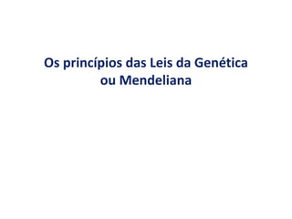 Os princípios das Leis da Genética
ou Mendeliana
 