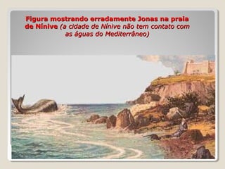 Figura mostrando erradamente Jonas na praiaFigura mostrando erradamente Jonas na praia
de Nínivede Nínive (a cidade de Nínive não tem contato com(a cidade de Nínive não tem contato com
as águas do Mediterrâneo)as águas do Mediterrâneo)
 
