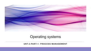 Operating systems
UNT-2-PART-1: PROCESS MANAGEMENT
 