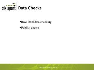 Data Checks Row level data checking Publish checks 