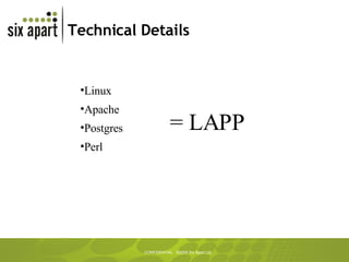 Technical Details Linux Apache Postgres Perl = LAPP 
