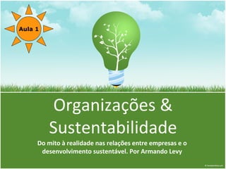 Aula 1




         Organizações &
         Sustentabilidade
     Do mito à realidade nas relações entre empresas e o
      desenvolvimento sustentável. Por Armando Levy
 