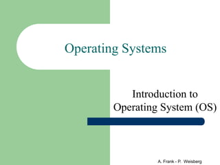 A. Frank - P. Weisberg
Operating Systems
Introduction to
Operating System (OS)
 