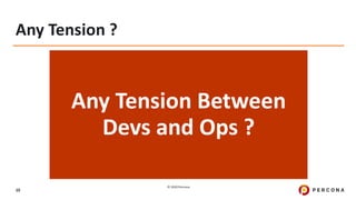 © 2020 Percona.
10
Any Tension ?
Any Tension Between
Devs and Ops ?
 