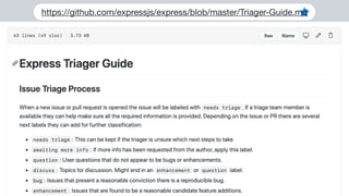 https://github.com/expressjs/express/blob/master/Triager-Guide.md
 