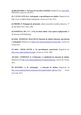 Os dez pressupostos andragógicos da aprendizagem do adulto | PDF