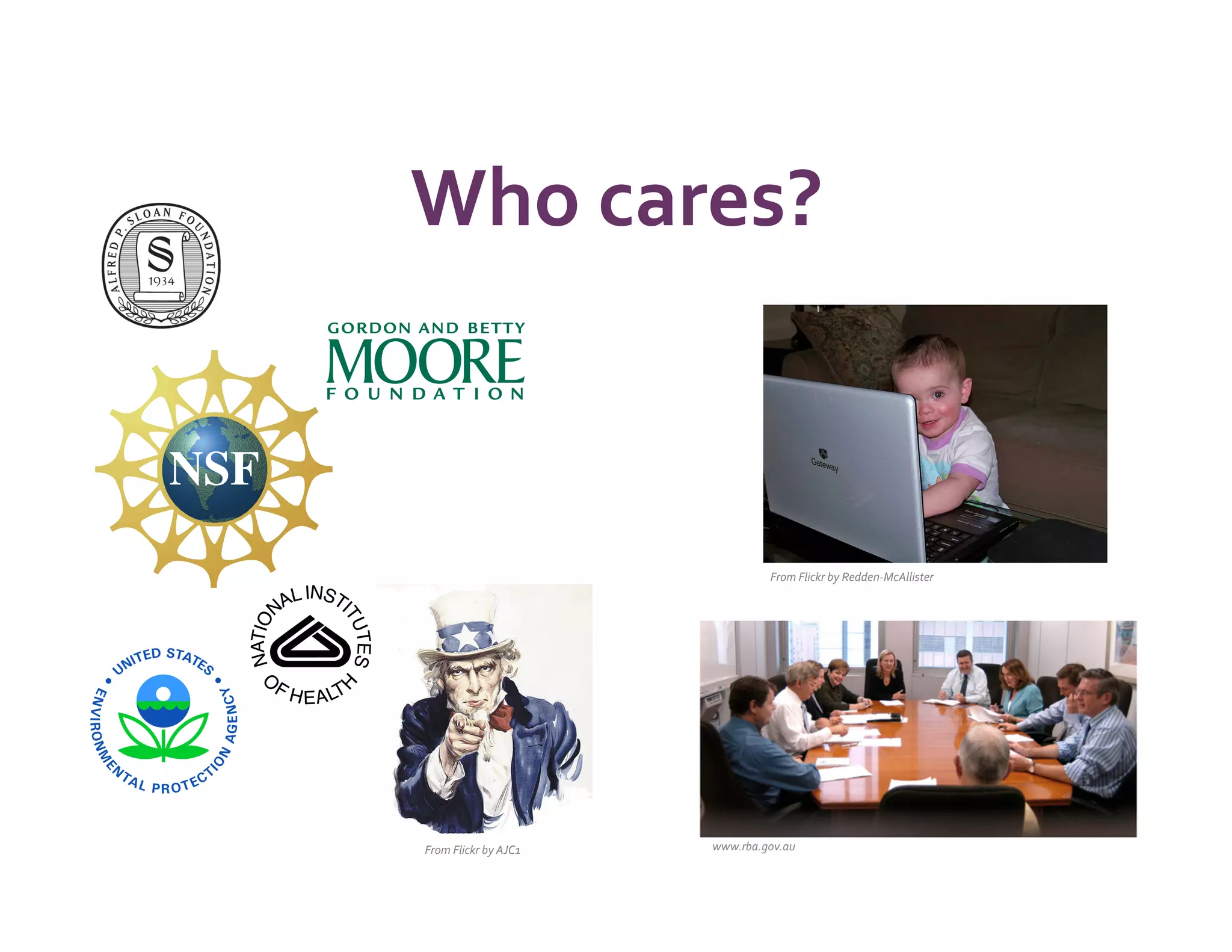 Who	
  cares?	
  
       	
  


                                               From	
  Flickr	
  by	
  Redden-­‐McAllister	
  




From	
  Flickr	
  by	
  AJC1	
     www.rba.gov.au	
  
 