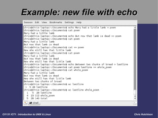 Example: new file with echo 