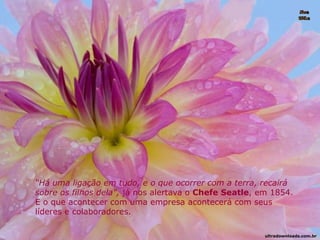 “Há uma ligação em tudo, e o que ocorrer com a terra, recairá
sobre os filhos dela", já nos alertava o Chefe Seatle, em 1854.
E o que acontecer com uma empresa acontecerá com seus
líderes e colaboradores.
ultradownloads.com.br
 