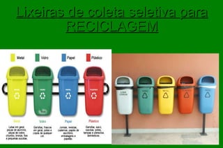 Lixeiras de coleta seletiva para RECICLAGEM 