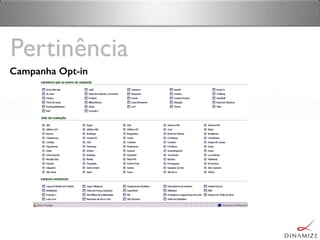Pertinência
Campanha Opt-in
 