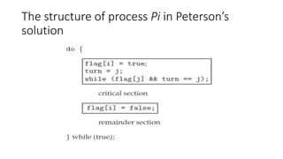 The structure of process Pi in Peterson’s
solution
 