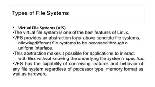 Vfs File operating system file system and its hierarchy | PDF