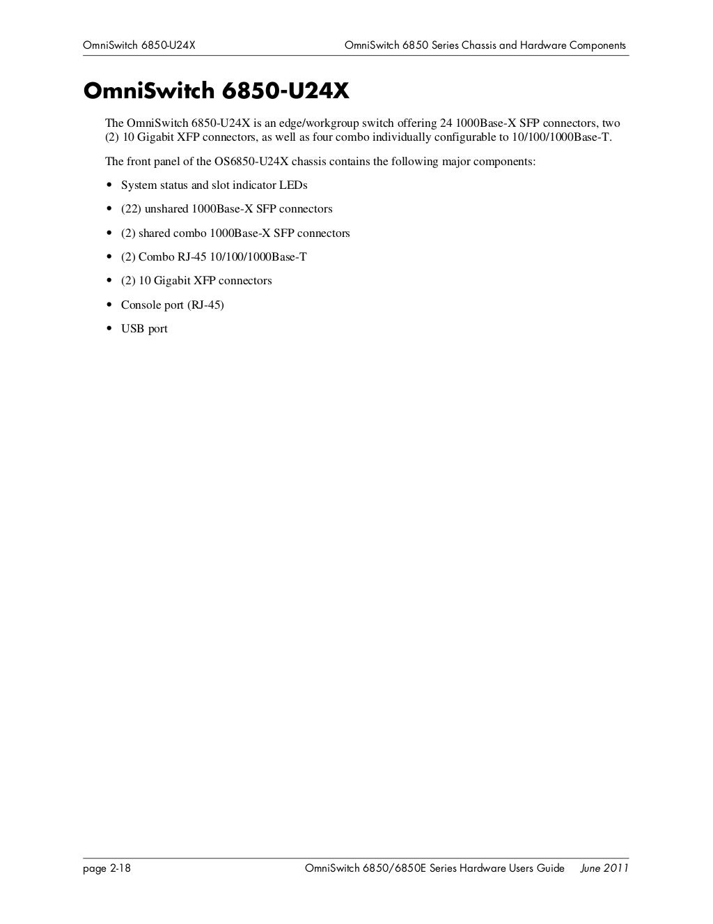 Alcatel OmniSwitch 6850E Hardware User Guide