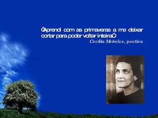 “ Aprendi com as primaveras a me deixar cortar para poder voltar inteira”. Cecília Meireles, poetisa 