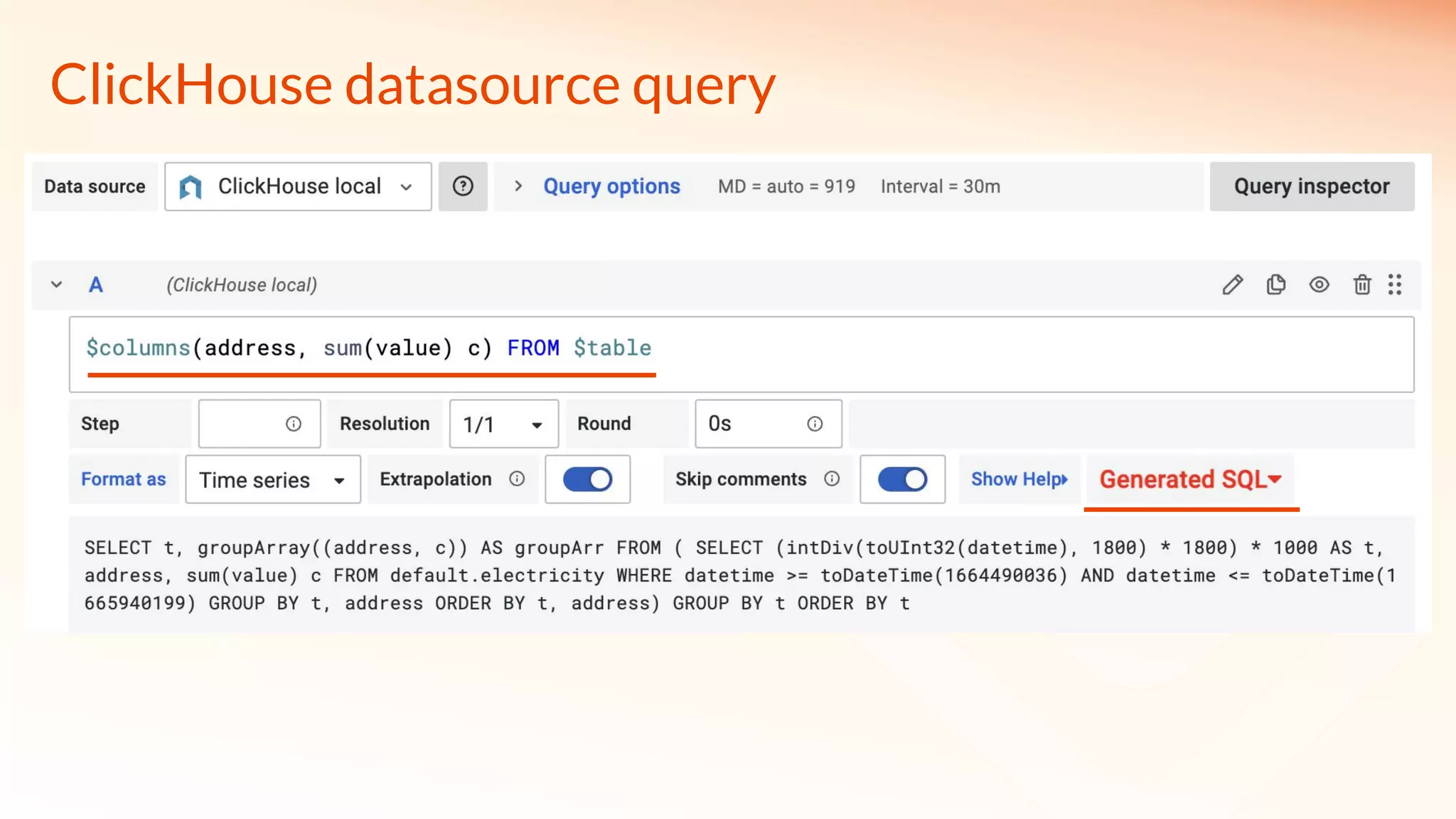ClickHouse datasource query
 