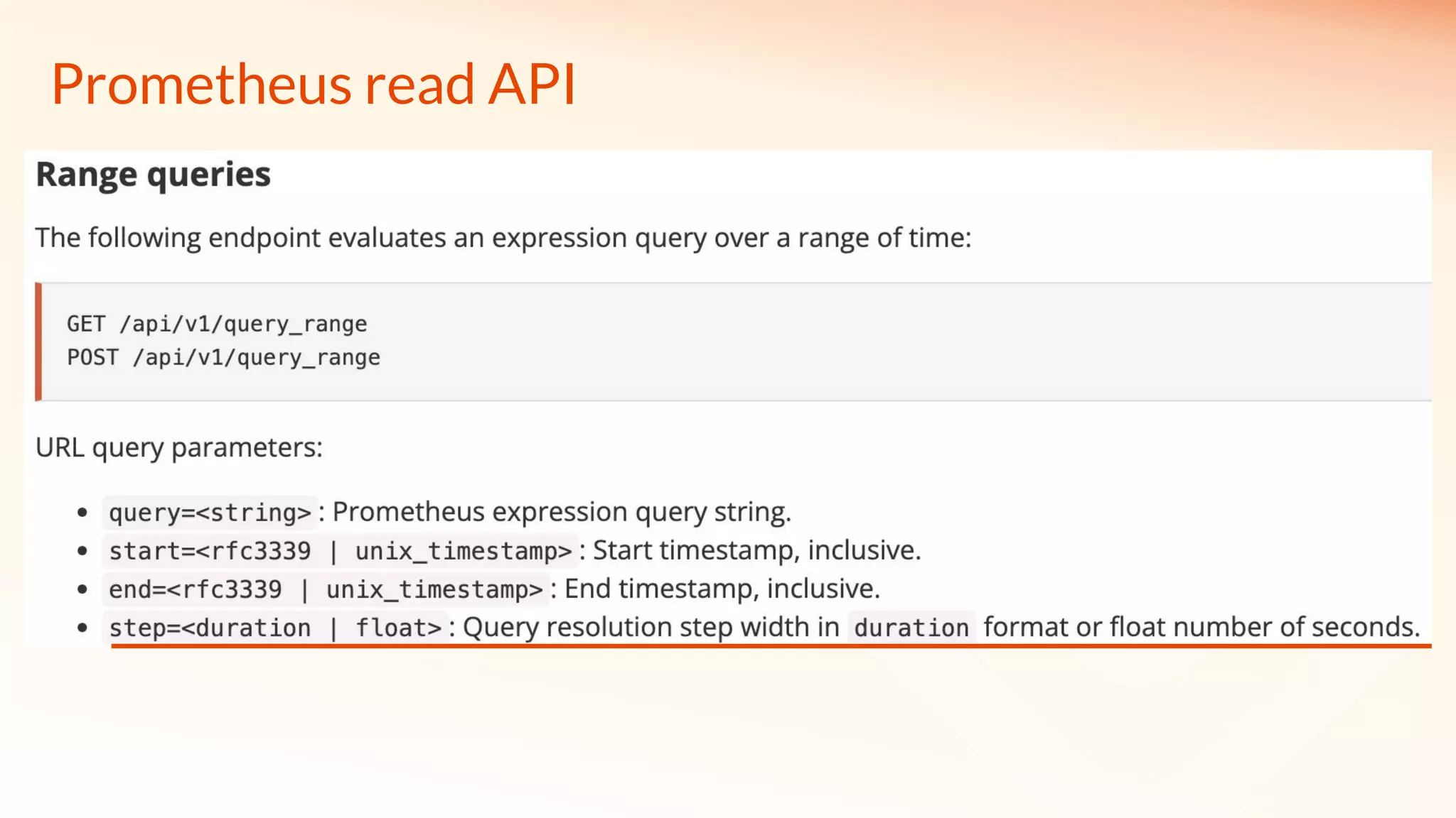 Prometheus read API
 