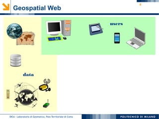 4
Geospatial Web
DICA - Laboratorio di Geomatica, Polo Territoriale di Como
data
users
 