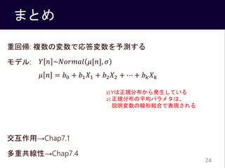 ޤȤ
ػ؎: }ΉǏy
ǥ:
áChap7.1
عԡChap7.4
24
? ? ~?????? ?[?], ?
? ? = ?0 + ?1 ?1 + ?2 ?2 + ? + ? ? ? ?
1)YҎֲkƤ
2) Ҏֲƽѥ᥿ϡ
hξνYϤǱF
 