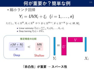 何が重要か？簡単な例
• 縮小ランク回帰
108
ただし， かつ ．
「非凸性」が重要 → スパース性
推定精度の比較
 