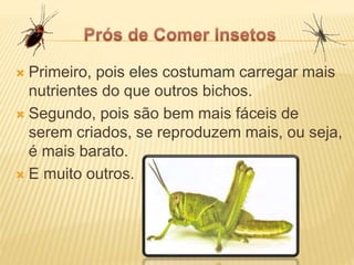  Primeiro, pois eles costumam carregar mais
nutrientes do que outros bichos.
Segundo, pois são bem mais fáceis de
serem criados, se reproduzem mais, ou seja,
é mais barato.
E muito outros.