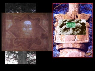 Outro achado
arqueológico: uma
representação do
Mandyllion, numa
edificação dos
Templários, em Red
Cross, na Bretanha,
França.

 