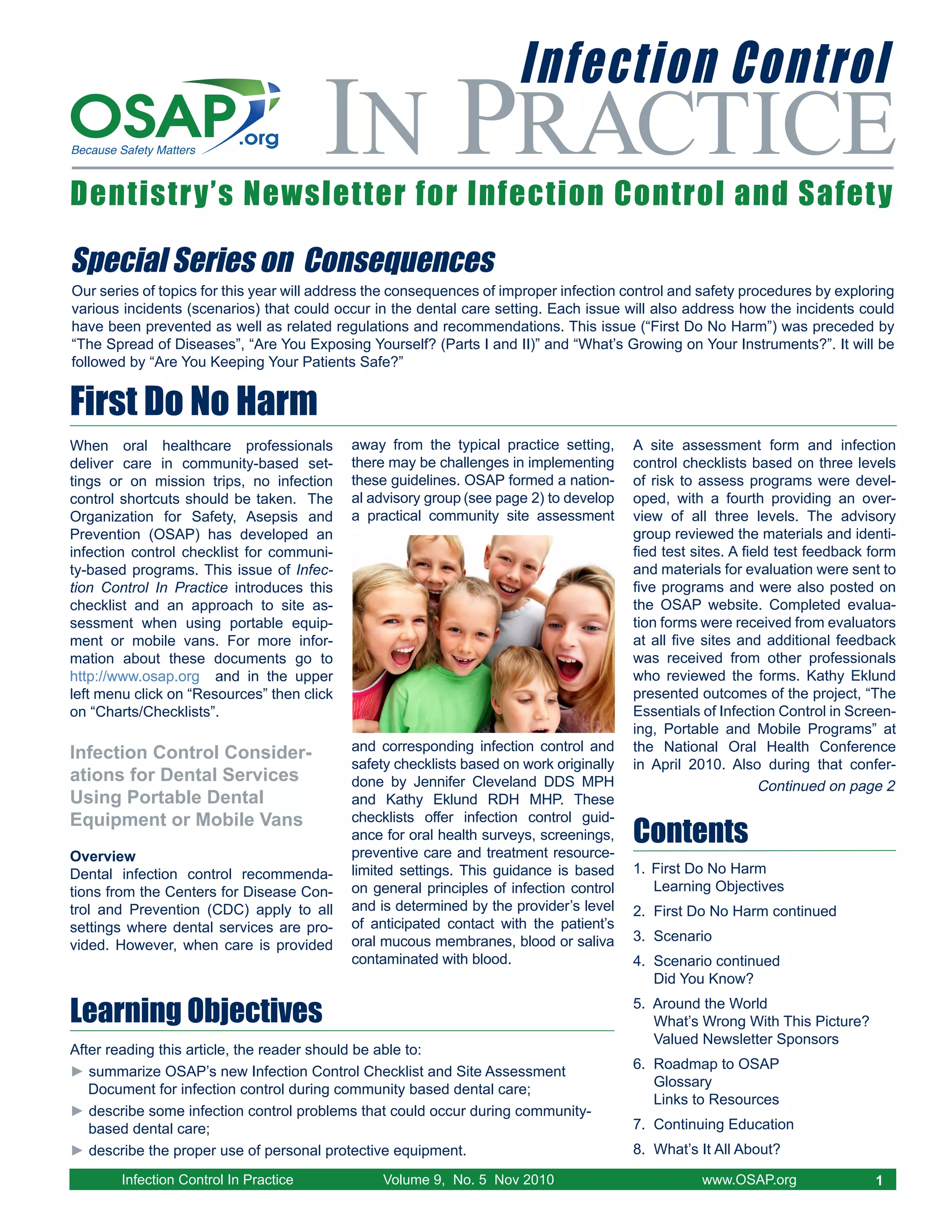 OSAP Infection Control In Practice Newsletter PDF