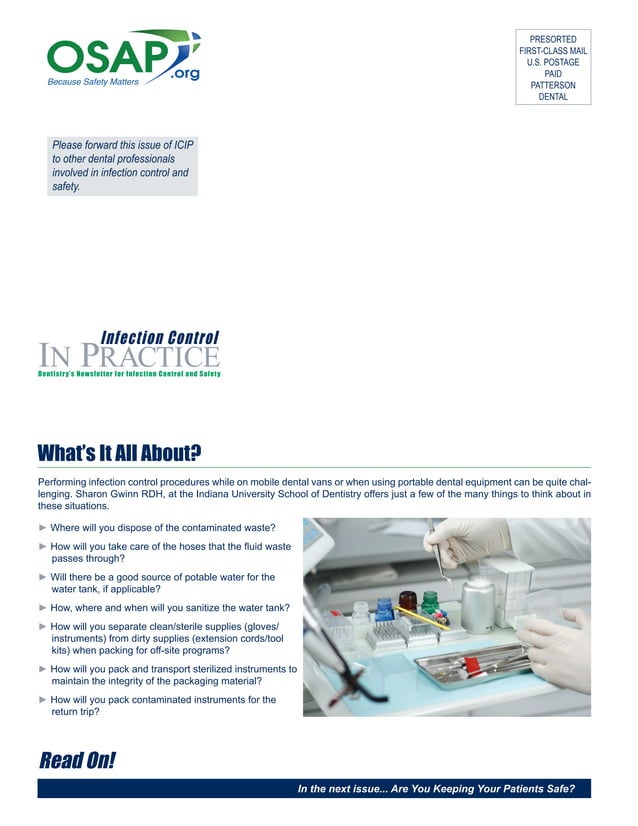 OSAP Infection Control In Practice Newsletter PDF