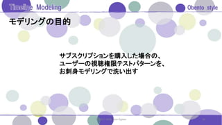 モデリングの目的
サブスクリプションを購入した場合の、
ユーザーの視聴権限テストパターンを、
お刺身モデリングで洗い出す
20© 2017. 2018. Saori Egawa
 