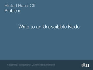 Hinted Hand-Off
Problem


            Write to an Unavailable Node




 Cassandra: Strategies for Distributed Data Storage
 