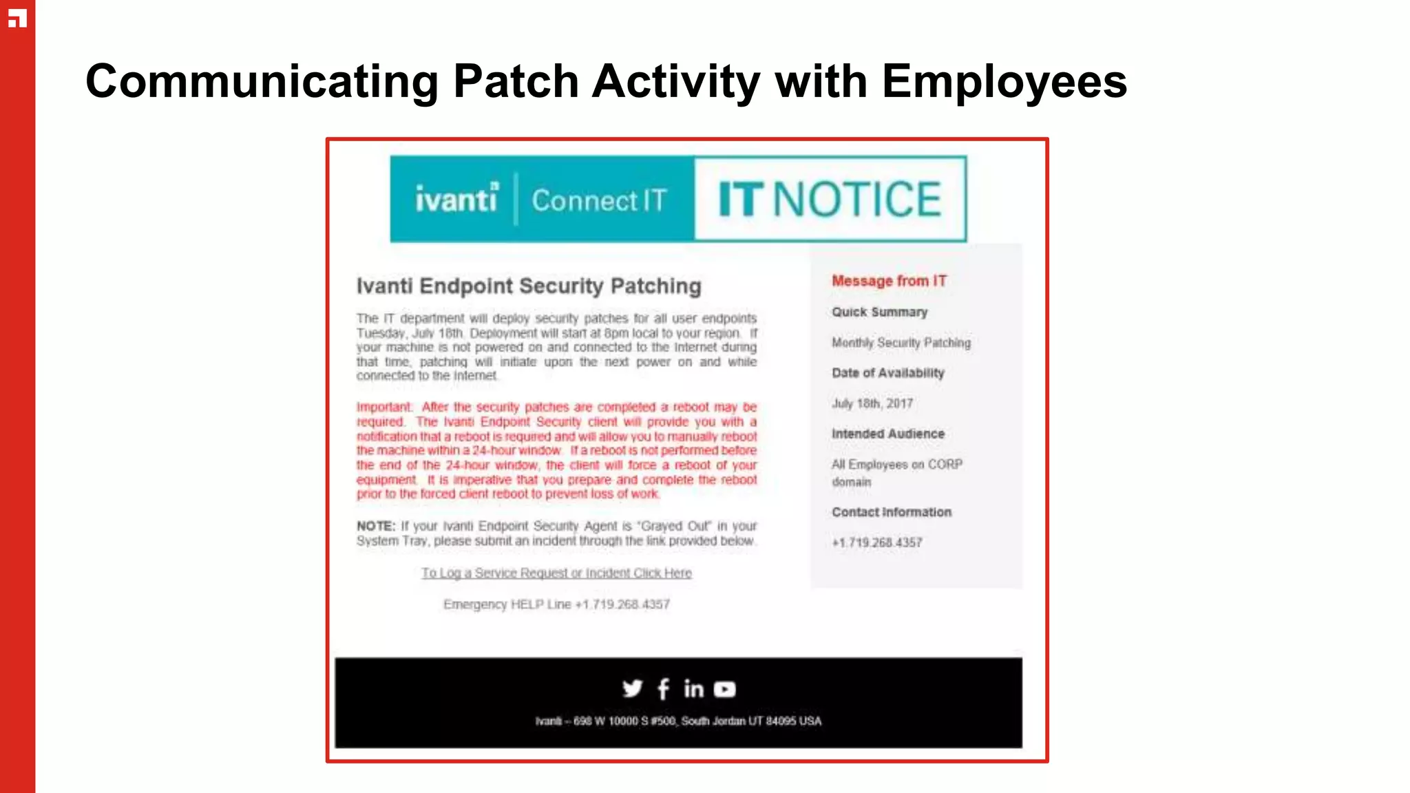 Communicating Patch Activity with Employees
 