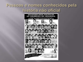 Pessoas e nomes conhecidos pela história não oficial