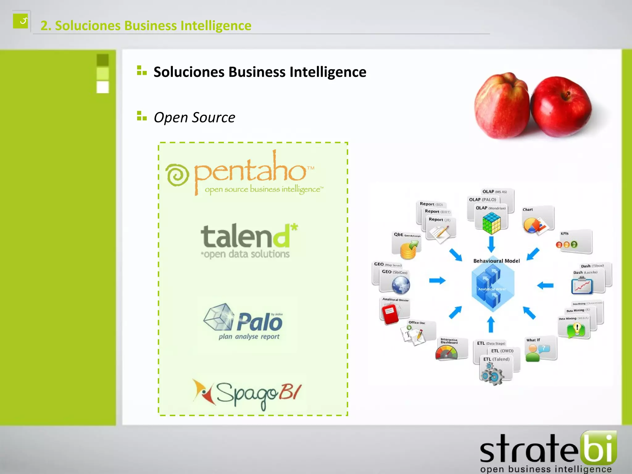 ç   2. Soluciones Business Intelligence


                      Soluciones Business Intelligence

                      Open Source
 