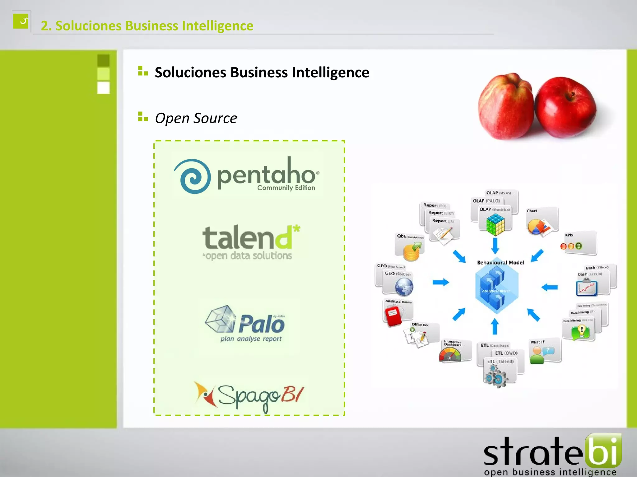 ç   2. Soluciones Business Intelligence


                      Soluciones Business Intelligence

                      Open Source
 
