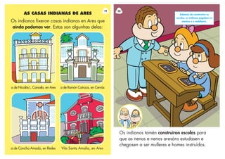a de Nicolás L. Cancela, en Ares
AS CASAS INDIANAS DE ARES
Os indianos fixeron casas indianas en Ares que
aínda podemos ver. Estas son algunhas delas:
a de Ramón Caínzos, en Cervás
a de Concha Amado, en Redes Vila Santa Amalia, en Ares
19
Os indianos tamén construíron escolas para
que as nenas e nenos aresáns estudasen e
chegasen a ser mulleres e homes instruídos.
20
Ademais de construíren as
escolas, os indianos pagaban os
mestres e o mobiliario.
 
