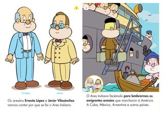 Os aresáns Ernesto López e Javier Vilasánchez
vannos contar por que se fai o Ares Indiano.
3
Ernesto Javier
4
O Ares Indiano facémolo para lembrarmos os
emigrantes aresáns que marcharon á América.
A Cuba, México, Arxentina e outros países.
 