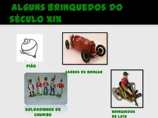 O PiãoMusica do pião:O Pião entrou na roda, ó pião ! Roda pião, bombeia pião ! Sapateia no terreiro, ó pião ! Mostra a tua figura, ó pião ! Faça uma cortesia, ó pião ! Atira a tua fieira, ó pião ! Entrega o chapéu ao outro, ó pião ! Os romanos e os gregos tinham este elemento como brinquedo. No entanto, as culturas do Oriente, foram os responsáveis pela sua introdução no Ocidente. No Japão, adultos e crianças brincam (jogam) com o pião convertendo este aspecto lúdico a uma verdadeira arte e desta forma executam numerosos espectáculos, dentre estes destaca-se aquele em que, juntamente depois de lançar o pião, utilizando um tipo de fita para fazê-lo bailar na palma das mãos ou em tábuas duplas passando de uma a outra.