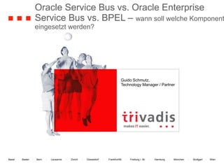 Oracle Service Bus vs. Oracle Enterprise Service Bus vs. BPEL –  wann soll welche Komponente eingesetzt werden? Guido Schmutz, Technology Manager / Partner 