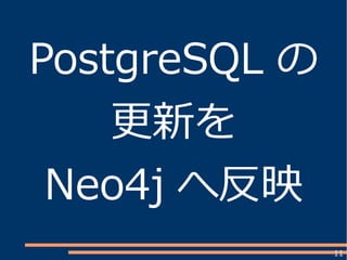 11
PostgreSQL の
更新を
Neo4j へ反映
 