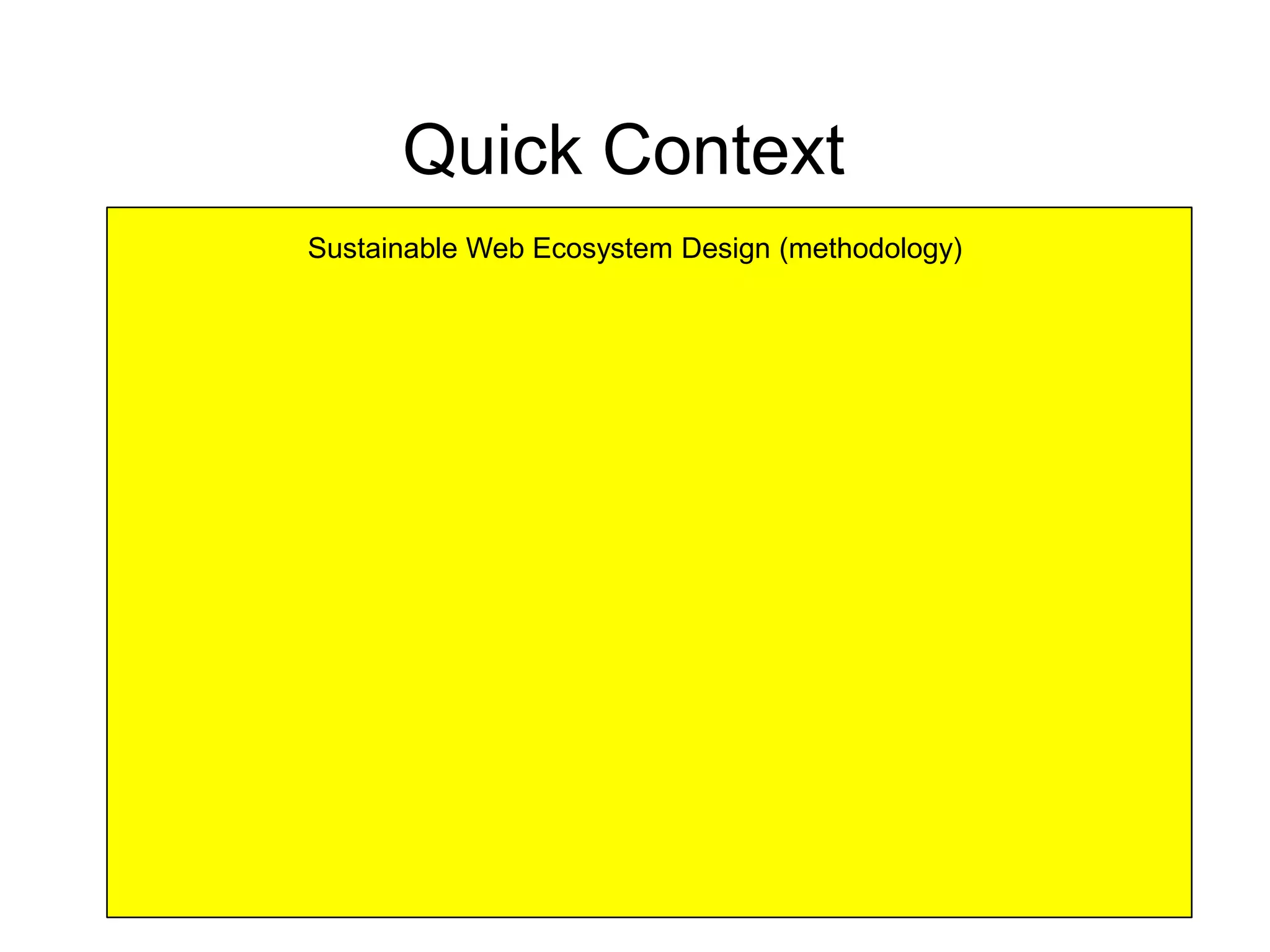 Quick Context
Sustainable Web Ecosystem Design (methodology)
 