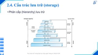 2.4. Cấu trúc lưu trữ (storage)
•Phân cấp (hierarchy) lưu trữ
Thực hiện bởi Trường Đại học Công nghệ Thông tin, ĐHQG-HCM
21
 