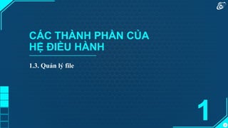 14
CÁC THÀNH PHẦN CỦA
HỆ ĐIỀU HÀNH
1.3. Quản lý file
1
 