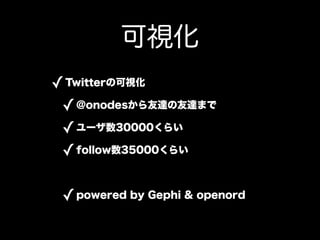 ӻ
? Twitterοӻ
 ? @onodes__ޤ
 ? `30000餤
 ? follow35000餤

 ? powered by Gephi & openord
 