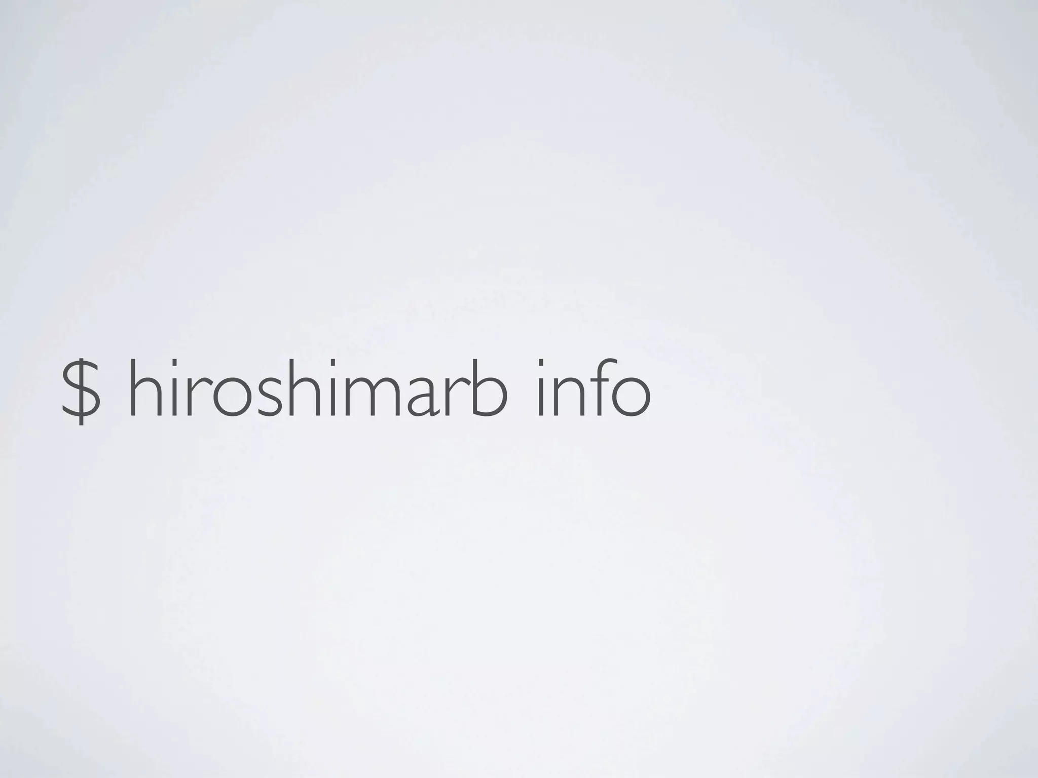 $ hiroshimarb info
 