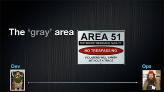 The ‘gray’ area


Dev               Ops
 