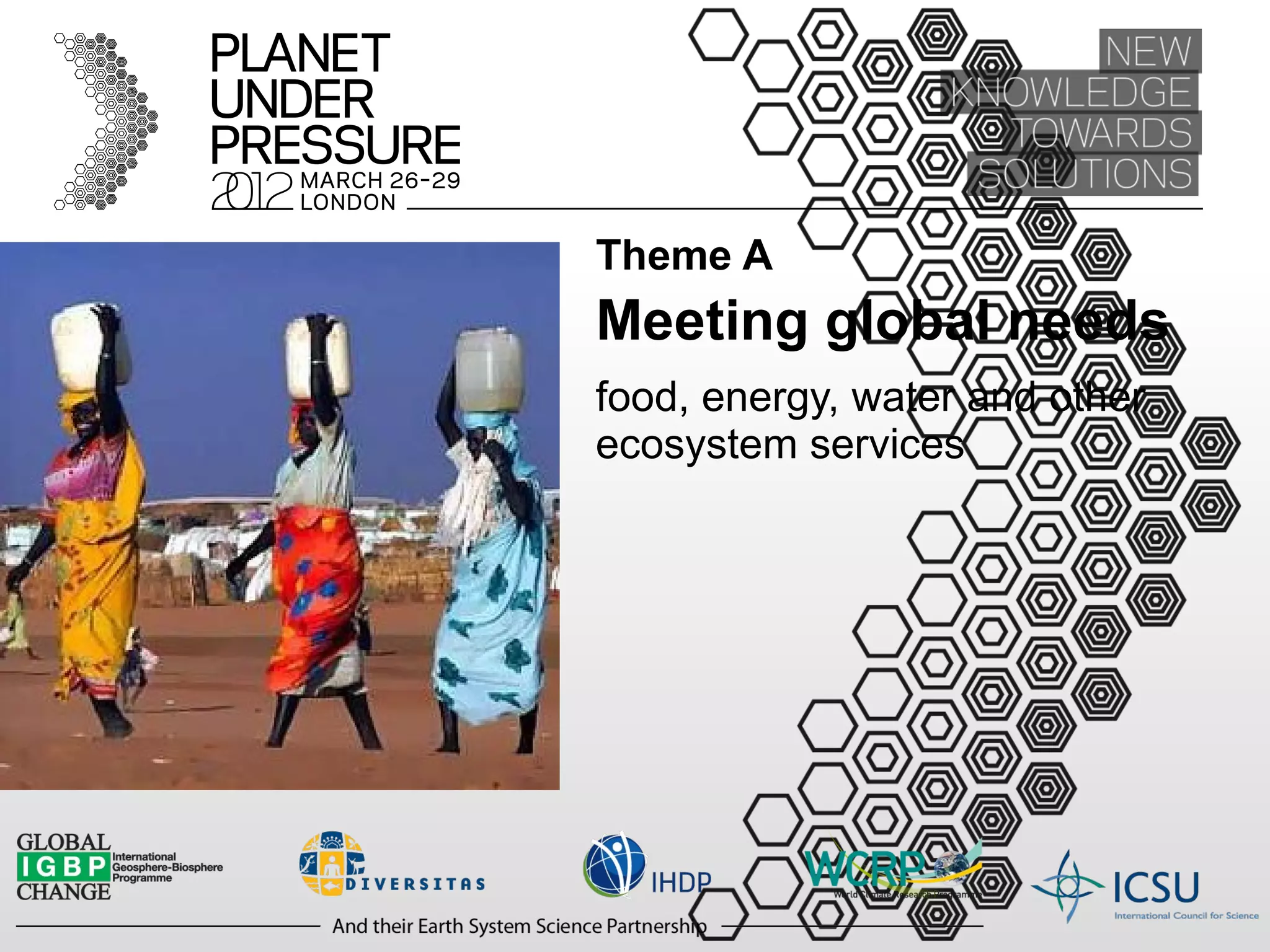 Theme A Meeting global needs food, energy, water and other ecosystem services 
